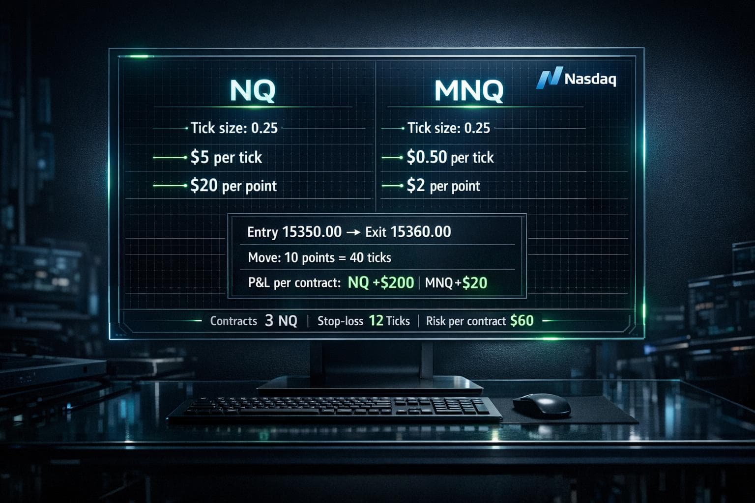 How to Calculate Profit and Loss in Nasdaq Futures (NQ & MNQ) Using Tick Values